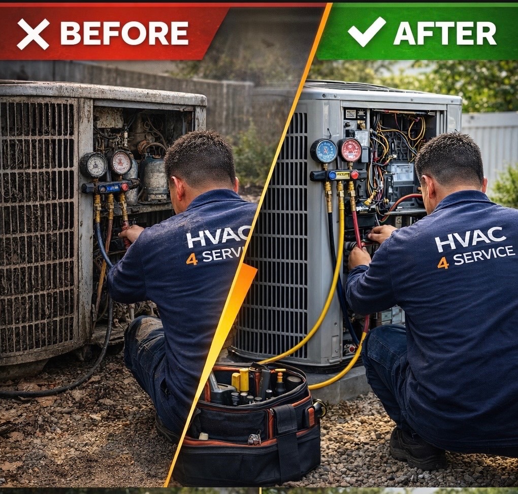 AC unit before and after service