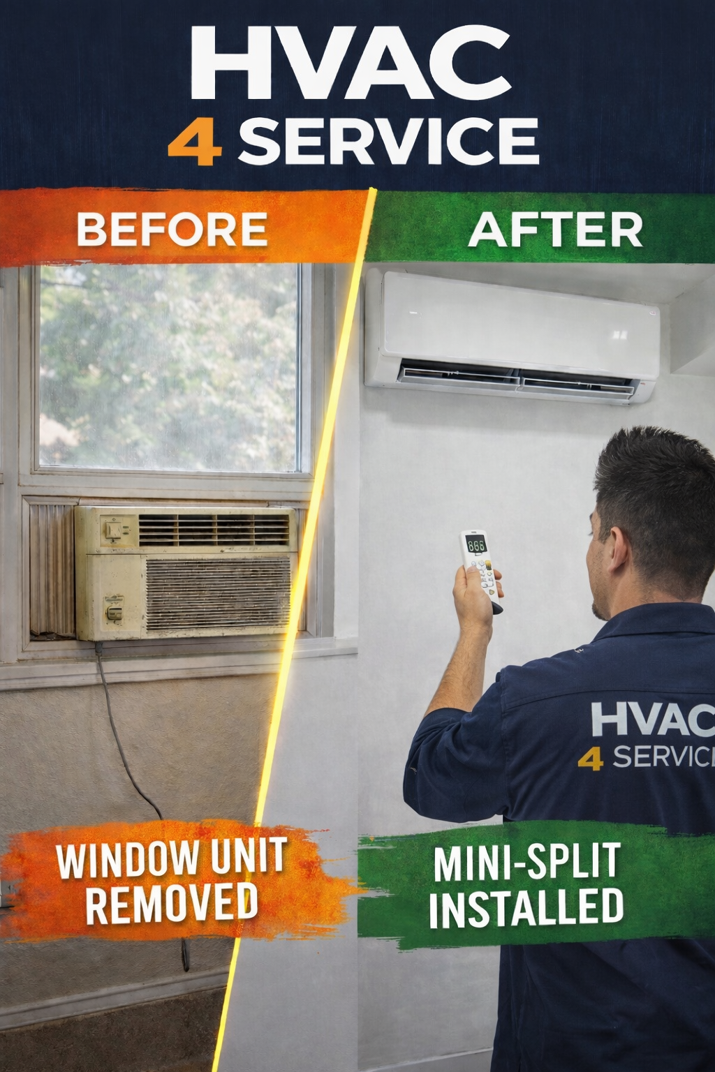 Window unit replaced with mini-split installation
