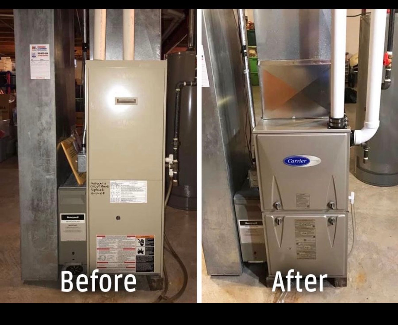 Furnace replacement before and after